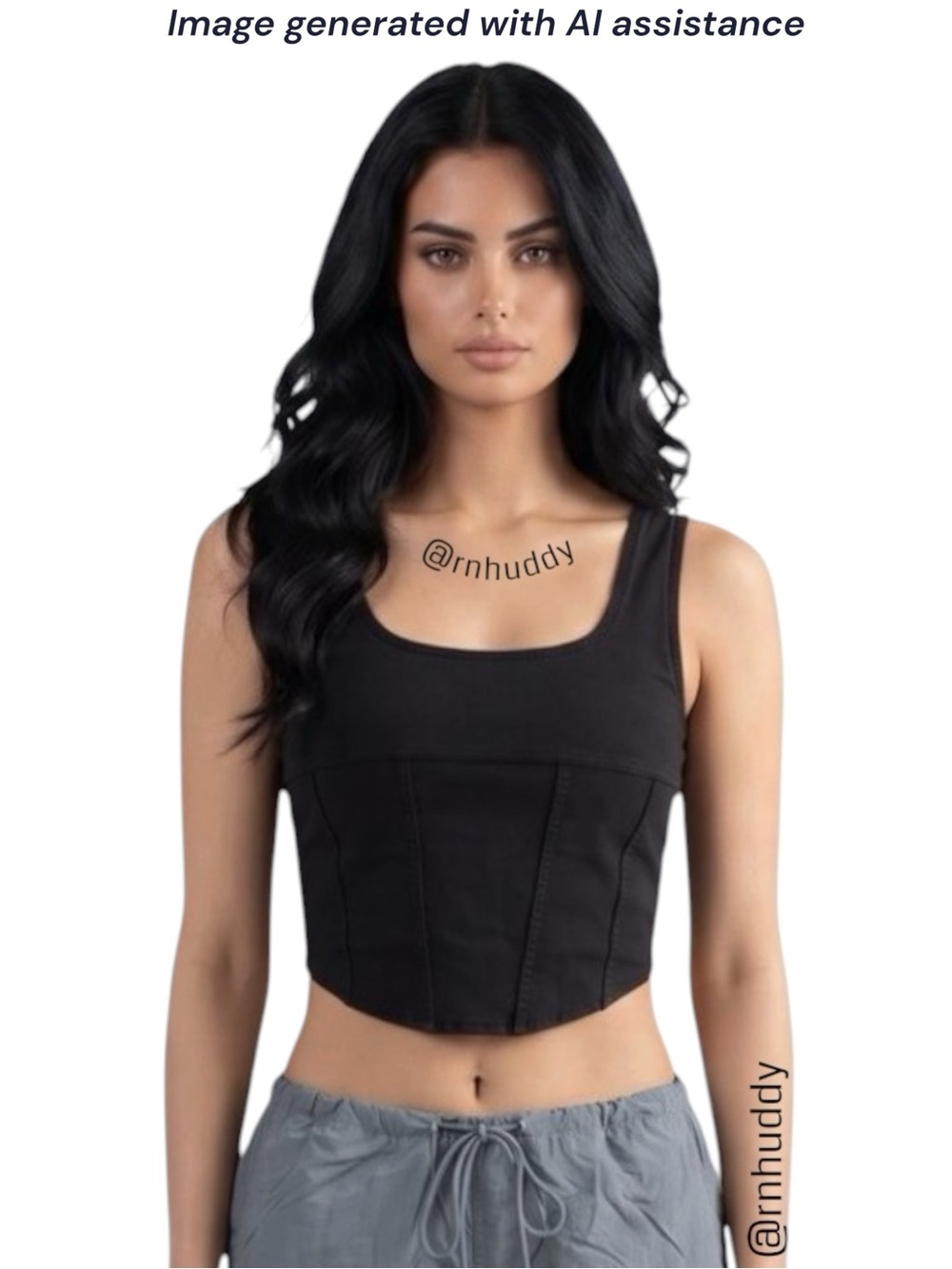 Tiger Mist S black Knox corset look crop top
